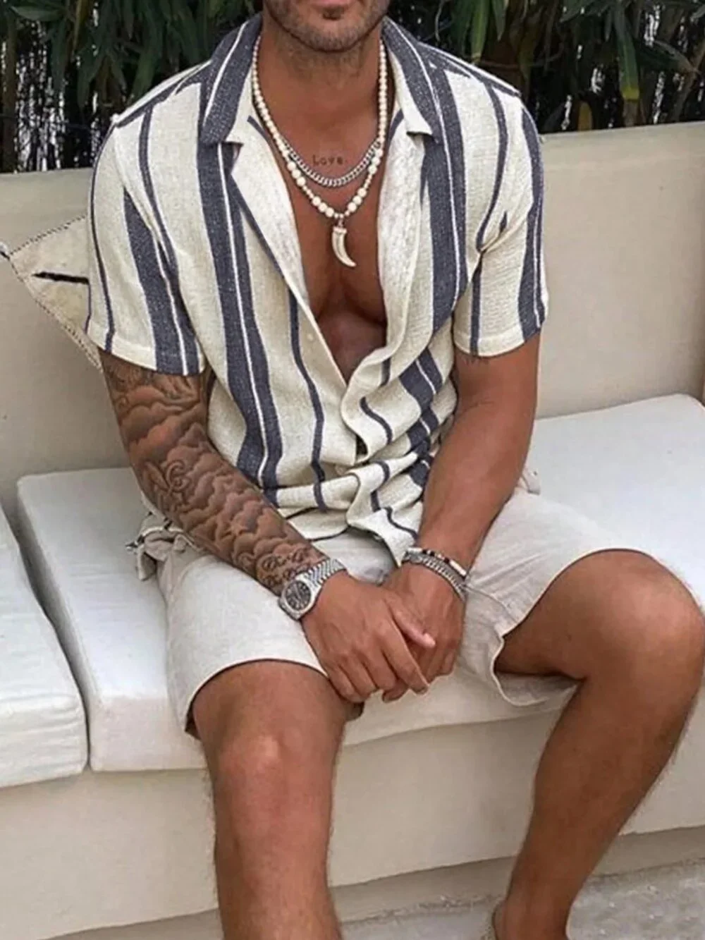 Multicolor Casual Men's Striped Single-Breasted Button Pocket Shirt